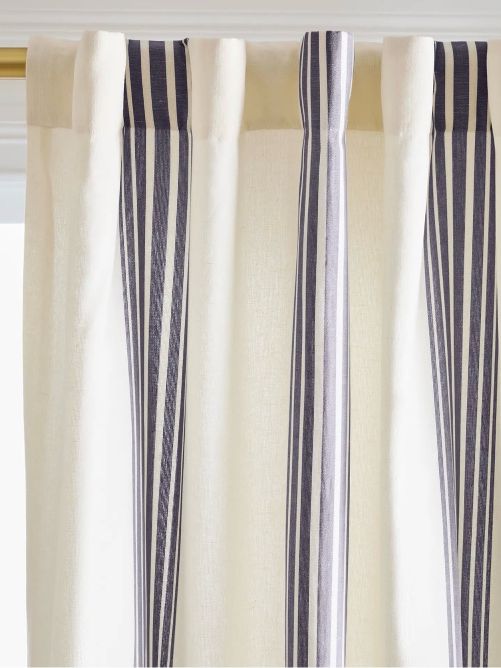 NWOT Coastal Stripe Navy/Ivory Linen Cotton Blend Lined Set -Retail $164 - Picture 4 of 7